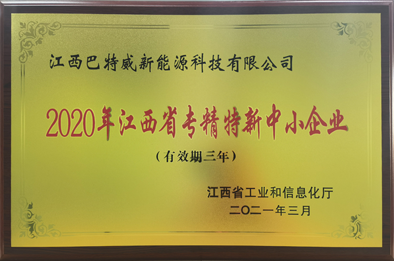 2020 Jiangxi Province Specialized, Refined, Special, and New Small and Medium Enterprises